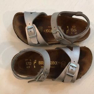 Girls Birkenstock silver sandals